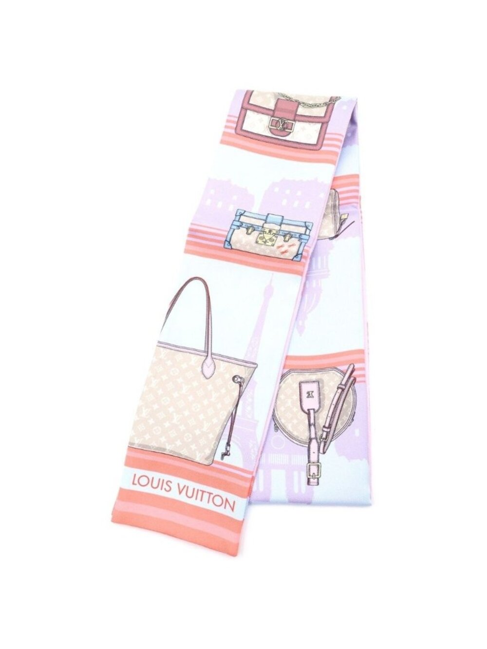 Louis Vuitton Bandeau Sky Line Silk Scarf Pink